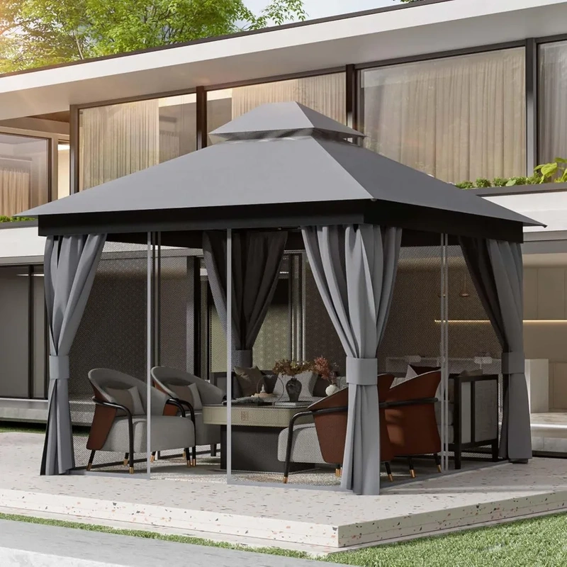 Durable Steel Camping Gazebo with Mosquito Nets