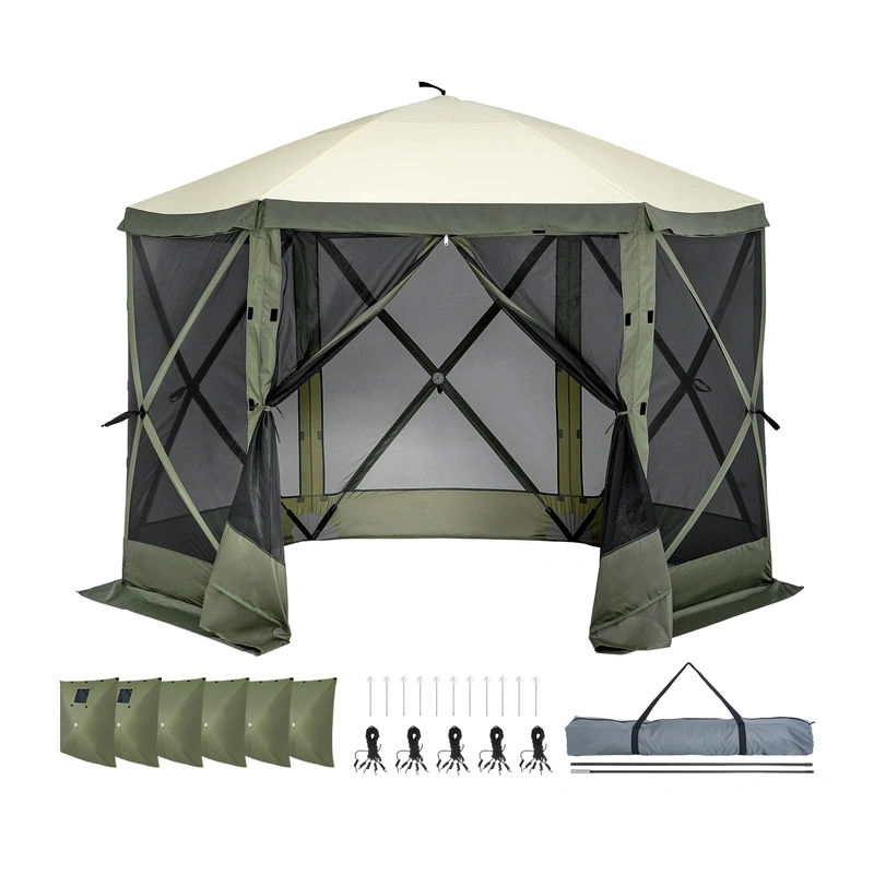 Portable 6-Sided Camping Gazebo with Privacy Panels