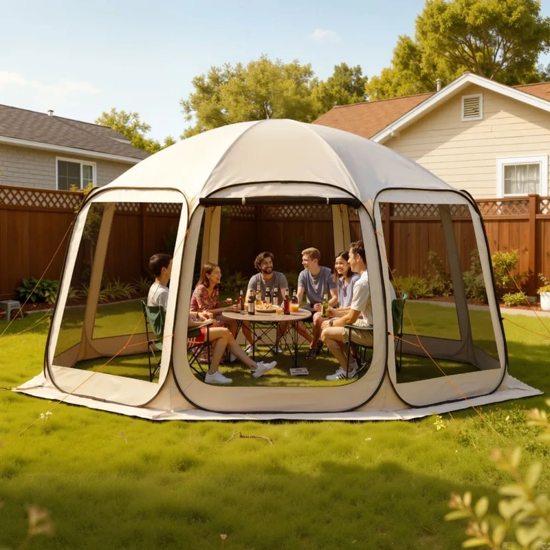 Spacious Pop-Up Camping Gazebo Screen House