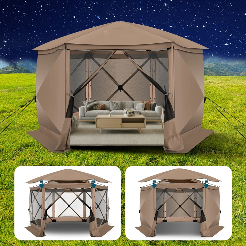 Spacious Screened Camping Gazebo with Sidewalls